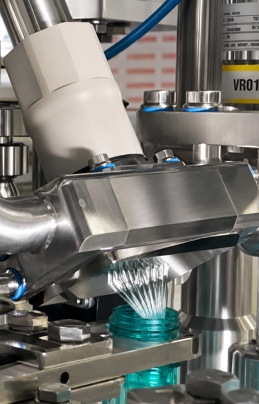 Flavordose dosing head on a filling line